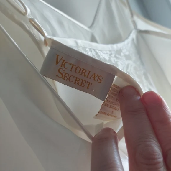 Vintage Victoria's Secret Gold Label Bridal Slip Dress Satin Nightgown L Ivory